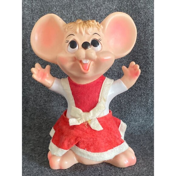 VTG Niagara Plastics Topo Gigio Mr Mrs Santa Claus Mouse Coin Bank Hard Plastic - Picture 5 of 14